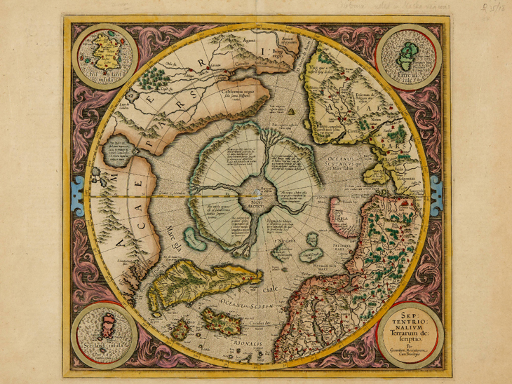 Map by Cartographer Gerard Mercator, dated [1595-1699?], "Septentrionalium Terrarum descriptio".