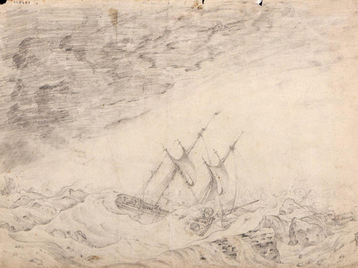 Sketch by Rear-Admiral Frederick William Beechey, F.R.S., P.R.G.S. (1796-1856), "The Expedition Driven into the Ice, July 30th, 1818".