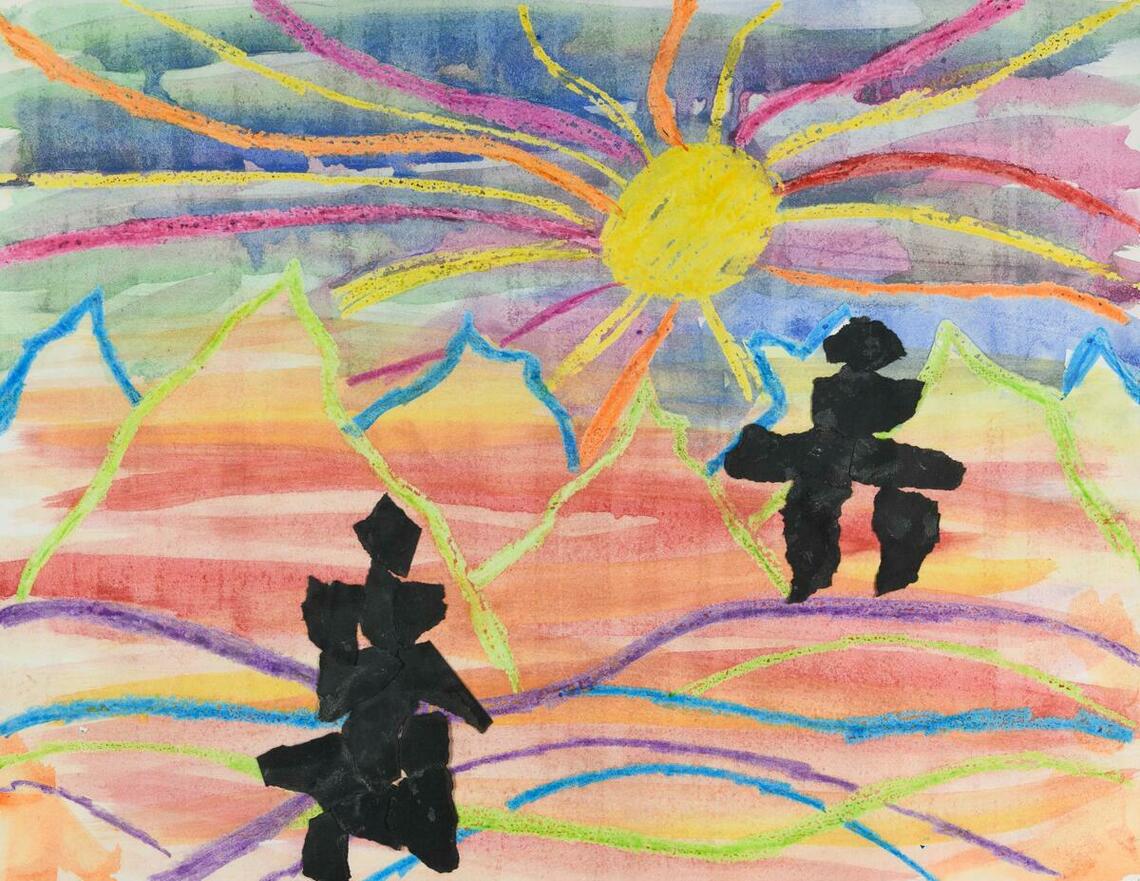 Childrens' drawing of the northern lights