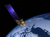 Artist's rendering of a satellite in orbit